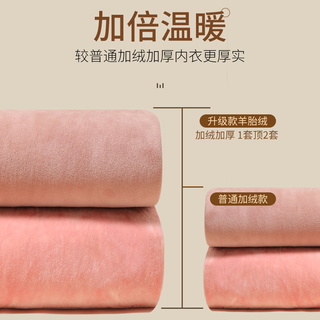 低领保暖衣内衣女士加绒加厚冬季紧身内穿美体秋衣上衣打底衫 肤色+粉色-上衣 L