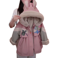 G.duck小黄鸭兔子警官女童派克服外套2025新款冬季儿童棉服朱迪加绒加厚 粉色 1