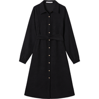 对白 2025冬装高级感红色长袖女式衬衫连衣裙气质通勤宽松显瘦长裙