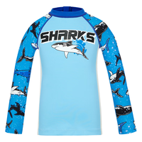 爱慕儿童（AIMER KIDS）甜美可爱公主风国风女童泳衣儿童体育课泳衣泳裤男童高弹泳衣泳裤 嬉水鲨鱼-长袖泳衣 160 （85-100斤）