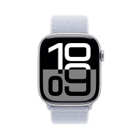 Apple Watch Series 10 GPS款 智能手表 46mm 银色铝金属表壳 青云色回环式运动表带