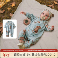 aqpa 爱帕婴儿纯棉长袖绑带连体衣新生儿哈衣 指定暴富 66cm