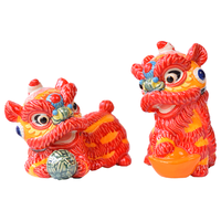 翊珗（YIXIAN）国潮风醒狮摆件佛山非遗舞狮一对陶瓷工艺品装饰开业大吉高端 礼盒装|开业礼|中号