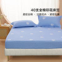 水星家纺百丽丝床笠单件 100%全棉 40支阳光全棉面料床笠罩 一朵知夏全棉印花床笠 120cm*195cm