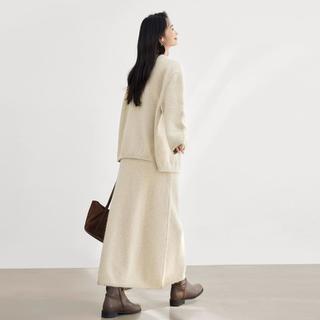 对白 【杜鹃同款】秋冬针织外套背心裙连衣裙两件套女式套装