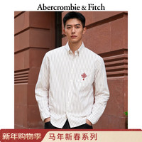 Abercrombie & Fitch【马年新春】通勤经典休闲风牛津衬衫26春新款男装125-5296 红色条纹