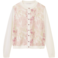 OVV【黄金羊毛】秋冬热卖女装时尚印花长袖休闲针织开衫 樱花粉 X