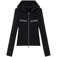 太平鸟【商场同款】2025年春季新款连帽毛衣打底开衫A3EDF1223 黑色