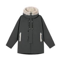 PSO Brand保暖毛领座山雕棉服连帽风衣中长款男冬季厚款棉衣外套棉衣