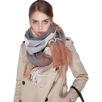 上海故事披巾格子仿绒围巾女款韩版斗篷防空调大披肩秋冬季外搭办公室毯子 1# 米驼格