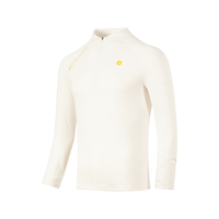 必迈男女秋季跑步魔方保暖长袖透气排湿超轻薄绒半拉链运动卫衣 玄米白 女 XL