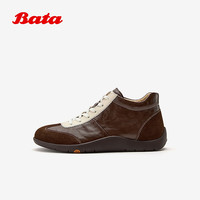 Bata高坂板鞋男2025冬季商场时尚休闲软底低靴EYRH2DD5 深啡 42
