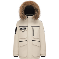 波司登（BOSIDENG）极寒鹅绒羽绒服于适同款男女款大毛领加厚保暖防风外套B40142350 燕麦色7185 200/116A