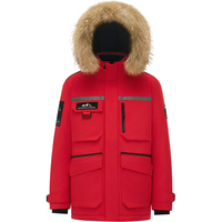 波司登（BOSIDENG）极寒鹅绒羽绒服于适同款新年红色男女连帽保暖外套B40142350 新年红1215 XL 175/96A