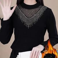 加绒加厚打底衫女秋冬季时尚洋气显瘦内搭中年装保暖上衣