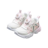 牧童清仓好运莲莲女童运动鞋春秋款轻便减震网面小童鞋旋转纽扣鞋 初荷粉 22 鞋内长15.0cm