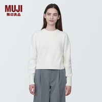 無印良品 MUJI 女式 棱纹编织圆领短款针织衫