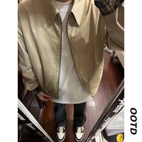 卡其色哈灵顿夹克美式复古格纹两面穿外套男潮高级感cleanfit上衣