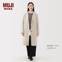 無印良品 MUJI女式 羊毛混 切斯特大衣毛呢外套女款女装衣服25年冬季 BD10LA5A 淡黄色 M (160/84A)