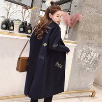 【29.9/件】EPTISON呢子大衣女中长款毛呢长袖外套女 藏青色 1 155/S