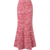 MAXRIENY冬日千金感穿搭修身收腰鱼尾半裙25冬羊毛混纺高腰中长裙 樱桃红