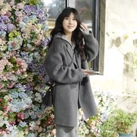 时尚双面呢大衣女2025秋冬季高级感气质短款小个子毛呢外套