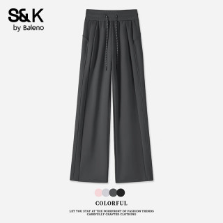 班尼路 S&K系列 休闲裤 高腰直筒阔腿裤 （多色任选）