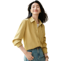初申秋冬厚长袖衬衫女几何口袋衬衣通勤叠穿外套衬衣S144C6008