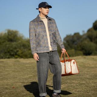 法派 【含绵羊毛 加棉】秋冬时尚休闲毛呢夹克外套翻领青年男式夹克男