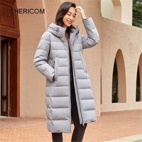 千仞岗（CHERICOM）冬季新款中长款女士休闲保暖加厚连帽羽绒服女款上衣