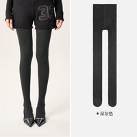 灰色连裤袜女秋冬薄款打底袜竖条纹连体裤袜春秋美腿显瘦外穿裤袜 (适合36-39码)