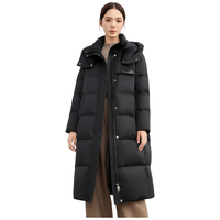 雪中飞鹅绒羽绒服女中长款冬季连帽保暖加厚时尚高档冬装 黑色 2XL
