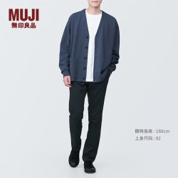 無印良品 MUJI 男式弹力丝光斜纹修身休闲裤 黑色 AE0XLA4S