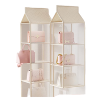 橙央包包收纳悬挂式挂袋宿舍衣柜分层挂式架子门后防尘挂包置物架 米色4层