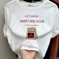 恒源祥2025正肩磨毛短袖T恤女时尚百搭加厚上衣纯棉打底衫春秋冬季 白色(字母番茄款 磨毛款) M