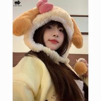 美洲野牛可爱毛绒雷锋帽子女冬季卡通加厚保暖显脸防寒护耳帽