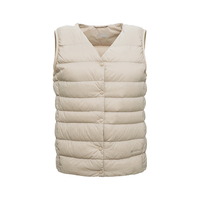 君羽女款鹅绒羽绒马甲800蓬白鹅绒居家保暖羽绒背心 F51138 浅卡其 L （105-115斤) L（105-115斤)