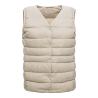君羽女款鹅绒羽绒马甲800蓬白鹅绒居家保暖羽绒背心 F51138 浅卡其 3XL (135-145斤) 3XL(135-145斤)