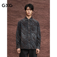 GXG男装 商场同款渐变牛仔长袖衬衫男外套25年秋季新品G25XE93011 红棕色 S