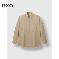 GXG男装 卡其休闲衬衫简约长袖衬衣25年秋G25X033053 卡其色 L