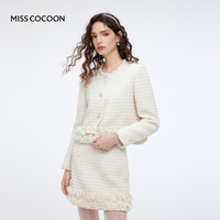 MISSCOCOON可可尼粗花呢短外套2025秋冬小香风白色套装半裙女