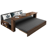 塞纳春天沙发床两用实木推拉现代简约沙发床可折叠沙发床多功能储物沙发 2.05m海绵款【无储物箱】