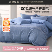 水星家纺 A类抑菌全棉磨毛四件套纯棉秋冬发热床单枕套被罩套件 游走·维罗纳磨毛四件套1.5米床