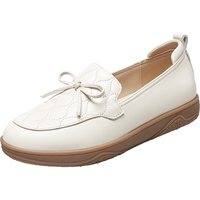 意尔康乐福鞋中老年平底小皮鞋女妈妈一脚蹬豆豆鞋 26460W