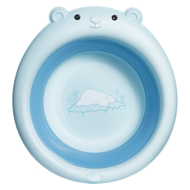 十月结晶 婴儿洗脸盆初生宝盆洗脚洗pp盆儿童可折叠盆 凯尔蓝