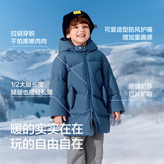 巴拉巴拉童装儿童羽绒服女男童2025冬中长款加厚保暖外套纯色连帽衣服 黑色90001 120 cm-充绒量122g