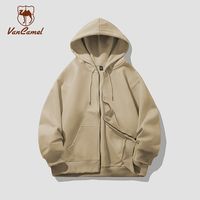 西域骆驼 480g重磅加绒开衫连帽卫衣同款宽松上衣