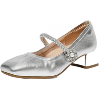 百丽（Belle）精致水钻羊皮玛丽珍鞋女2026春浅口单鞋F1S2DAQ6 银色 39 (245mm)