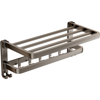 尔沫 毛巾架置物架浴巾架免打孔浴巾架太空铝枪灰色厨卫挂件卫浴套装 枪灰色-豪华加厚款-三件套