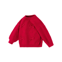DUDUJIA嘟嘟家女童红色毛衣冬季儿童拜年服宝宝新年装喜庆过年服童装 新年红 120